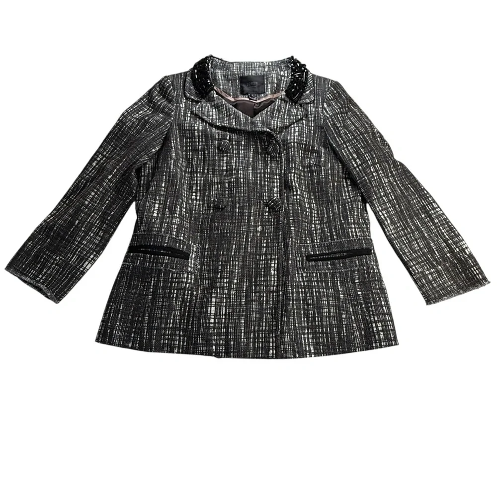 J.Crew Collection Tweed Contessa jeweled black and white Blazer‎ size 6 - Picture 5 of 15